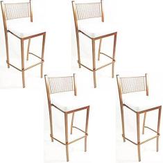 Imagem de Kit 4 Banquetas EMPILHÁVEL Cobre Altura 65cm assento branco - Poltronas do Sul
