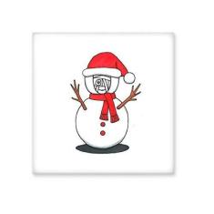 Imagem de Boneco de neve de Natal Horus cachecol galho cerâmica azulejo brilhante decalque pedra adornada tijolo vitrificado