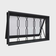 Imagem de Janela de Aço Maximo Ar com Grade Mosaico 60x60x12cm Facilitá Lucasa