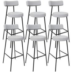 Imagem de Kit 06 Banquetas Altas Cozinha Bar Sala De Jantar Em Aço Milão L02 Bou