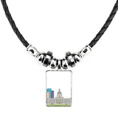 Imagem de DIYthinker Colar com pingente de corda de couro Torque de joias e prédios de cidade do Canadá