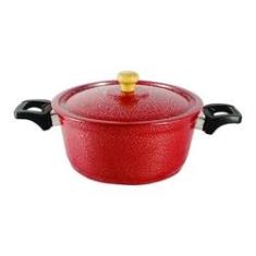 Imagem de Caçarola Panela de Alumínio Craqueada Alça Baquelite Vemelha 18cm
