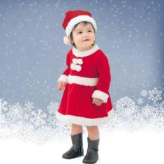 Imagem de Conjunto Fantasia Infantil Adulto Vestido Temático Natal Natalino Papa