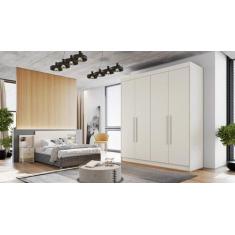 Imagem de Guarda Roupa Solteiro 4 Portas 3 Gavetas - Nantes-Off White - Móveis E