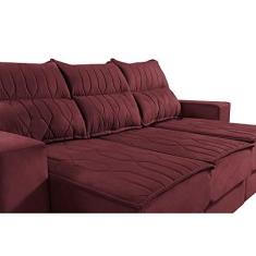 Imagem de Sofá Retrátil e Reclinável 2,25m Cama Inbox Canadá com Molas Velusoft Vinho