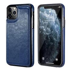 Imagem de Carteira magnética capa de telefone de couro para iPhone 11 12 Pro Max 12 Mini XR XS Max X 7 8 Plus 12 slots de cartão Flip Kickstand Back Cover, azul, para iphone 11