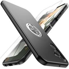 Imagem de Yamink Capa para Galaxy A14 5G com protetor de tela (vidro temperado), capa protetora híbrida 2 em 1, fina, resistente, com suporte de anel magnético invisível para Galaxy A14 5G de 6,6 polegadas,