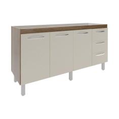 Imagem de Balcão Cozinha Armário Gabinete para Pia 157 cm 3 Portas e 3 Gavetas Estela Savana Off White