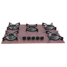 Imagem de Fogão Cooktop À Gás 5 Bocas ChamaLar MARMORIZADO ROSA Premium Ultra Ch