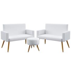 Imagem de Kit 2 Poltronas Namoradeiras Decorativas Vega e Puff Solar Couro Artificial  Aradecor