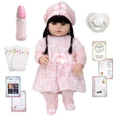 Imagem de Bebê Reborn Boneca Menina Linda Conjunto Rosa 13 Acessórios - Cegonha