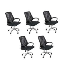 Imagem de Conjunto 5 Cadeiras Escritório Office Diretor com Encosto e Rodízio Cádis Preto