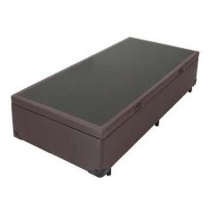 Imagem de Cama Box Baú Base Solteiro Couro 44X88x188 Marrom Reforçada - Imperial