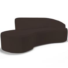 Imagem de Sofá 3 Lugares Curvo Living Firenze Direito D02 Corano Marrom 210cm C-34 - Lyam