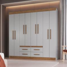 Imagem de Guarda-Roupa de Casal Las Vegas 8 Portas 4 Gavetas Lunar/Nogueira - Doripel