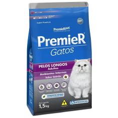 Imagem de Ração Premier Pet Gatos Ambientes Internos Pelos Longos Adultos Salmão - 1,5 Kg