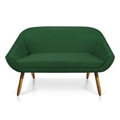 Imagem de Namoradeira Giovana 02 Lugares Suede Verde Pés Palito Castanho - D'Rossi