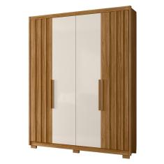 Imagem de Guarda Roupa Casal Califórnia 4 Portas Ripado Freijó/Off White - Moval