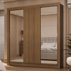 Imagem de Guarda-roupa Casal 3 Portas de Correr com Espelhos 2 Gavetas Rustic Sublime Madesa