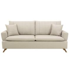 Imagem de Sofá 200cm 3 Lugares Com Almofadas Pés Curvos Veras Linho D05 Cru - Mp