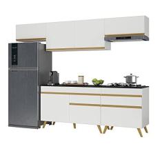 Imagem de Armário de Cozinha Completa 260cm Veneza Multimóveis V3708 Branco/dourado