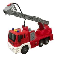Imagem de Caminhão Brinquedo Fricção Bombeiro Esguicha Água Som Luz - Uni Toys