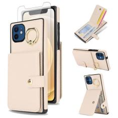 Imagem de Asuwish Capa de celular para iPhone 12 Mini 5.4 carteira de celular com anel protetor de tela de vidro temperado com bloqueio de RFID, compartimento para cartão de crédito iPhone12mini 5G i 12s