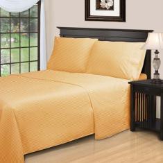 Imagem de Superior Jogo de lençol de cama de algodão egípcio 300 fios, 1 lençol elástico com bolso profundo, 1 lençol de cima, 2 fronhas, lençóis de uso diário, itens essenciais para casa de luxo, design