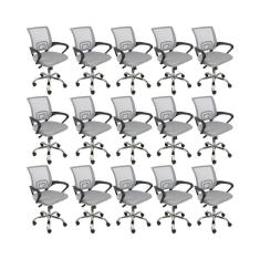 Imagem de Kit 15 Cadeiras De Escritório Begonia Tela Mesh Ergonômico Cinza