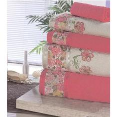 Imagem de Jogo De Toalhas De Banho Bordadas Passione 5 Peças Salmão