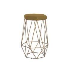 Imagem de Banqueta Rubel Base Gold Suede Mostarda Gran Belo
