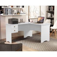 Imagem de Mesa escrivaninha computador paris em L branco