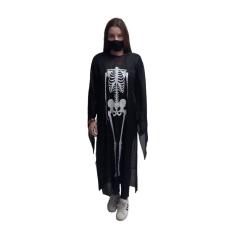 Imagem de Capa Preta Esqueleto para Fantasias - Adulto