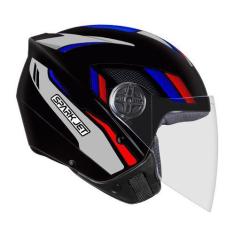 Imagem de Capacete Aberto Ebf Spark Jet Sting Preto e Prata Brilhante Moto Motoq