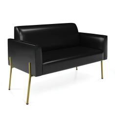 Imagem de Sofá Namoradeira 2 Lugares Pé de Ferro Dourado Marisa Corano Preto D03 - D`Rossi
