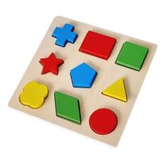 Imagem de Brinquedo Educativo Madeira Encaixe Formas 9 Peças 15x15cm - WoodToys