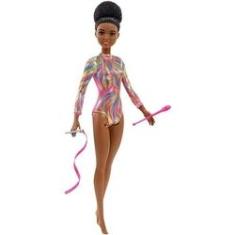 Imagem de Boneca Barbie Morena Ginasta Rítmica Com Acessórios Lançamento 2021 Original Mattel