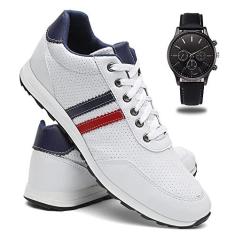Imagem de Tenis Masculino Jogger Casual Conforto + Relógio - Branco/44