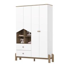 Imagem de Guarda Roupa Infantil Ternura 4 Pts Branco/Jequitibá - Henn