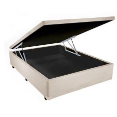 Imagem de Cama Box Baú Casal Sintético Rubi Bege Com Pistão A Gás - 138x188x41