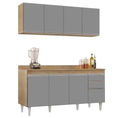 Imagem de Armário Aéreo Nevada E Balcão Para Pia Com Tampo 160cm Arkansas Castanho/cinza - Lumil