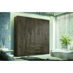 Imagem de Guarda Roupa Casal 8 Portas E 6 Gavetas Liverpool Ebano Santos Andira