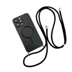 Imagem de Capa magnética de cordão crossbody para iphone 15 14 13 12 11 pro max plus x xs xr capa de proteção de câmera tpu macia, preta, para iphone 13