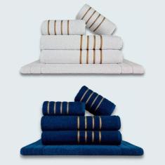 Imagem de Jogo De Toalhas 10 Pçs Coleção Dubai 100% Algodão Brancoazul