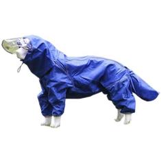 Imagem de Casaco de chuva para cães, impermeável, casaco de chuva para cães com pernas com capuz, 4 pernas, equipamento de chuva com capuz de raça grande com capa para cães, fêmeas, cães médios, aba