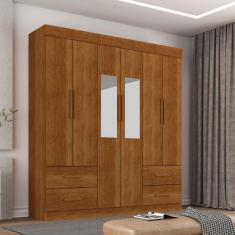 Imagem de Guarda Roupa Casal Com Espelho 6 Portas 4 Gavetas New Verona Sallêto Móveis - Cinamomo