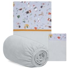 Imagem de Jogo de Lençol de Berço 3 Pçs Escandinavo Cinza Lunar - Hug