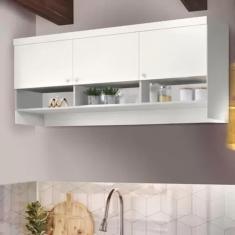 Imagem de Guarda Roupa Aéreo Eloísa 3 Portas 100% MDF Cor Branco Brilho - Phoenix Baby