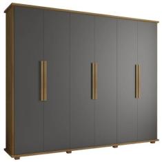 Imagem de Guarda-Roupa Casal 6 Portas 4 Gavetas Cinamomo com Grafite Canadá - RV