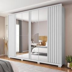 Imagem de Guarda Roupa Casal com Espelhos 6 Portas 4 Gavetas Suburban Espresso Móveis Branco